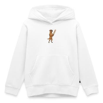 Lustiger Muskelhund Mit Cricket Schlaeger - Kinder Premium Organic Hoodie - Weiß - Vorne - AI Model Kid Female (0cm)