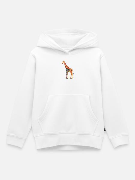 Mosaik-Giraffe im Regenbogenstil - Kinder Premium Organic Hoodie - Weiß