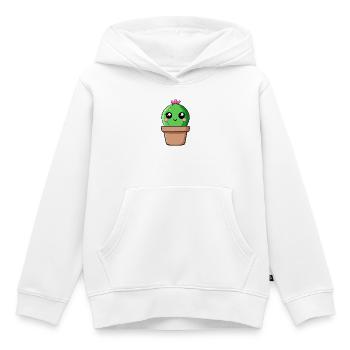 Cactus Kawaii dans un pot de fleurs - Sweat Premium à capuche enfant bio - blanc - Devant - AI Model Kid Female (0cm)