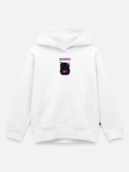 Neon-Lila Drumset Illustration Drummer - Kinder Premium Organic Hoodie - Weiß