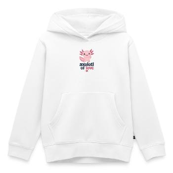 Axolotl de l’Amour : Mignonnerie Rose - Sweat Premium à capuche enfant bio - blanc - Devant - AI Model Kid Female (0cm)