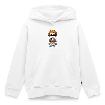 Jeux d’Halloween, Fête d’Halloween, Joueur de squelette - Sweat Premium à capuche enfant bio - blanc - Devant - AI Model Kid Female (0cm)