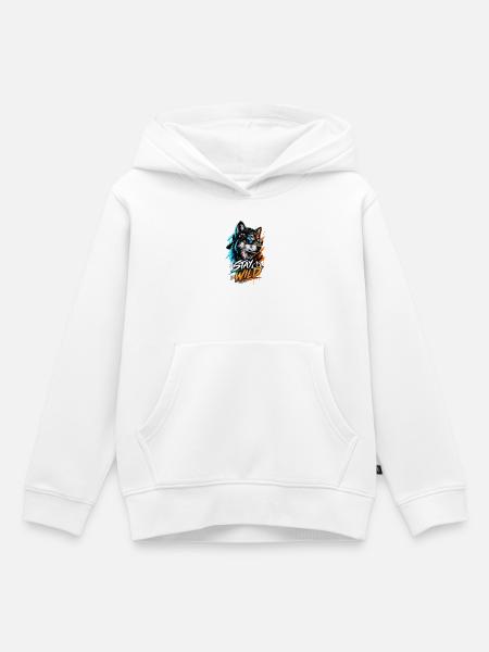 Stay Wild Wolf mit Sonnenbrille - Kinder Premium Organic Hoodie - Weiß