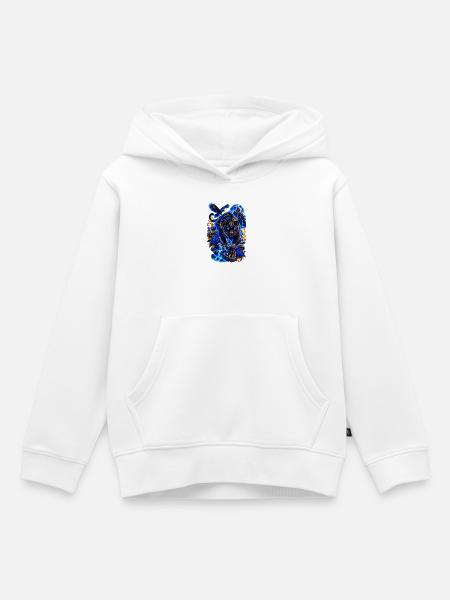 Cyber Panther mit blauer Aura - Kinder Premium Organic Hoodie - Weiß