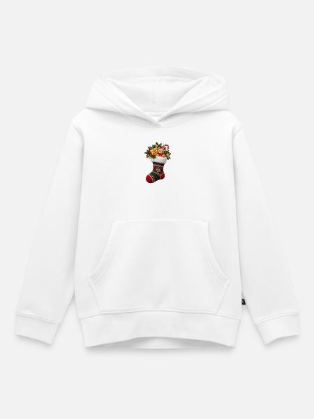 Weihnachtsstrumpf mit Teddy - Kinder Premium Organic Hoodie - Weiß