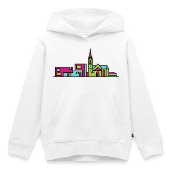 Skyline de la nouvelle cathédrale de Linz Art moderne en ligne - Sweat Premium à capuche enfant bio - blanc - Devant - AI Model Kid Female (0cm)