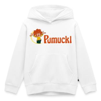 Pumuckl Mit Frecher Pose Und Logo Schriftzug - Kinder Premium Organic Hoodie - Weiß - Vorne - AI Model Kid Female (0cm)