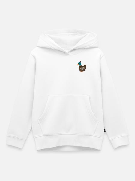 Embroidered duck - Kids Premium Organic Hoodie - white