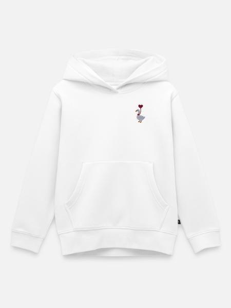 Gans mit Herzluftballon bestickt - Kinder Premium Organic Hoodie - Weiß