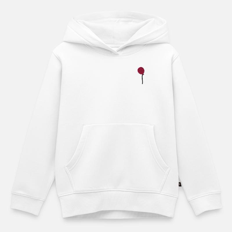 Ballon brodé - Sweat Premium à capuche enfant bio - blanc