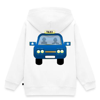 Blaues Taxi Front Karikatur - Kinder Premium Organic Hoodie - Weiß - Hinten - AI Model Kid Female (0cm)