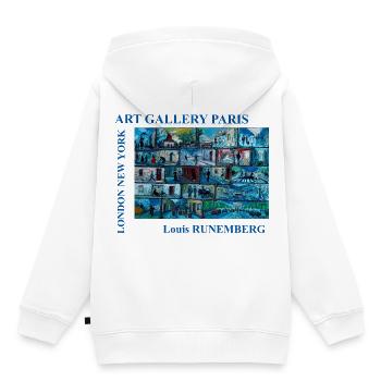 GALERIE ART PARIS LOUIS RUNEMBERG ADAGP - Sweat Premium à capuche enfant bio - blanc - Dos - AI Model Kid Female (0cm)