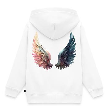Künstlerische Regenbogenflügel - Kinder Premium Organic Hoodie - Weiß - Hinten - AI Model Kid Female (0cm)