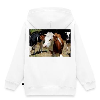 Cow Poster - Kids Premium Organic Hoodie - white - Back - AI Model Kid Female (0cm)