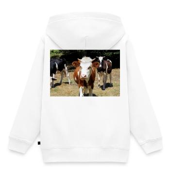 Cow Poster - Kids Premium Organic Hoodie - white - Back - AI Model Kid Female (0cm)