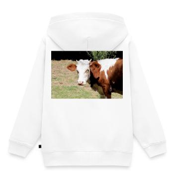 Cow Poster - Kids Premium Organic Hoodie - white - Back - AI Model Kid Female (0cm)