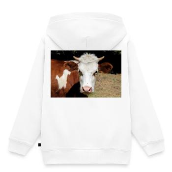 Kuh Poster - Kinder Premium Organic Hoodie - Weiß - Hinten - AI Model Kid Female (0cm)