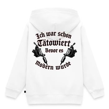 Ich war schon tätowiert, bevor es modern wurde - Kinder Premium Organic Hoodie - Weiß - Hinten - AI Model Kid Female (0cm)