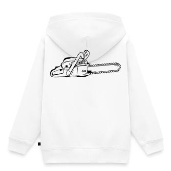 Motorsäge - Kinder Premium Organic Hoodie - Weiß - Hinten - AI Model Kid Female (0cm)