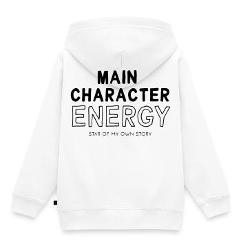 Main Character Energy - Kinder Premium Organic Hoodie - Weiß - Hinten - AI Model Kid Female (0cm)
