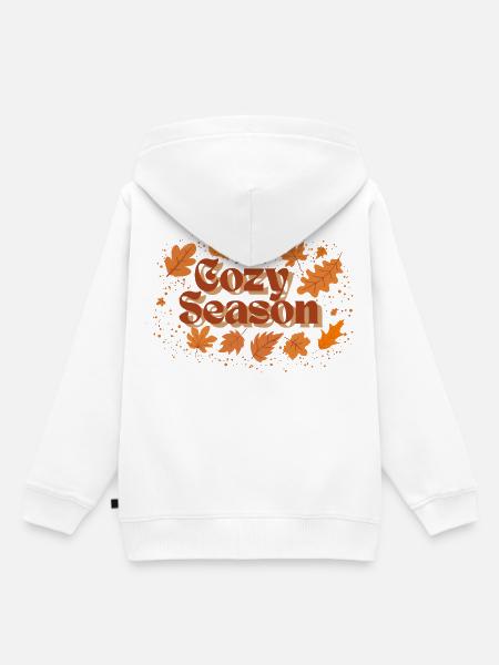 Herbstliche Cozy Season Motivgestaltung - Kinder Premium Organic Hoodie - Weiß