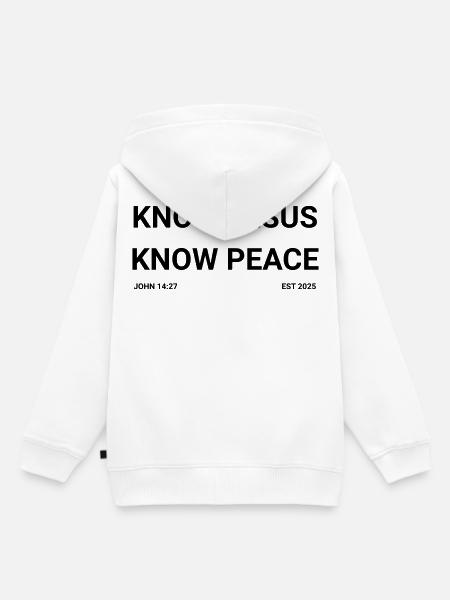 Kenne Jesus, kenne Frieden - Kinder Premium Organic Hoodie - Weiß