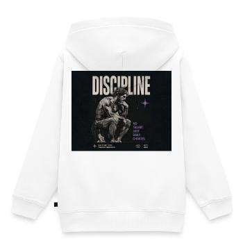 Disziplin: Tägliche Wahl - Kinder Premium Organic Hoodie - Weiß - Hinten - AI Model Kid Female (0cm)
