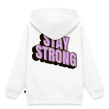 Stay Strong - Kids Premium Organic Hoodie - white - Back - AI Model Kid Female (0cm)