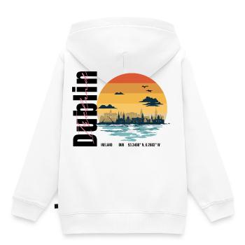 Silhouette vintage de Dublin en Irlande - Sweat Premium à capuche enfant bio - blanc - Dos - AI Model Kid Female (0cm)