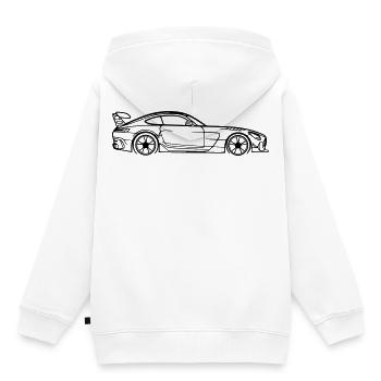 GT Coupé Line Silhouette – Pure Performance Art - Kinder Premium Organic Hoodie - Weiß - Hinten - AI Model Kid Female (0cm)