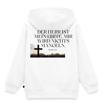 Psalm 23 Hirte Vertrauen Kreuz - Kinder Premium Organic Hoodie - Weiß - Hinten - AI Model Kid Female (0cm)