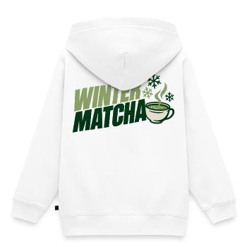 Grüne Winter Matcha Tasse - Kinder Premium Organic Hoodie - Weiß - Hinten - AI Model Kid Female (0cm)