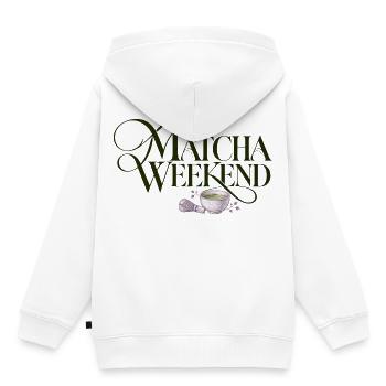 Matcha Wochenende Matcha Weekend Design - Kinder Premium Organic Hoodie - Weiß - Hinten - AI Model Kid Female (0cm)