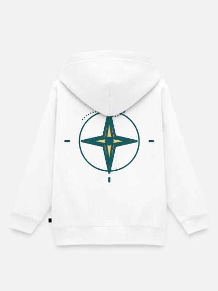 Nordstern Kompass Grafik - Kinder Premium Organic Hoodie - Weiß
