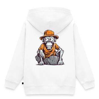 Skull monkey with hat and t-shirt - Kids Premium Organic Hoodie - white - Back - AI Model Kid Female (0cm)