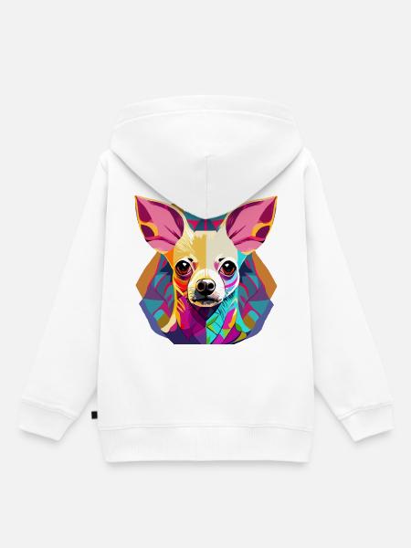Farbenfrohe Chihuahua Illustration - Kinder Premium Organic Hoodie - Weiß