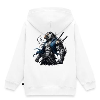 Samurai-Tiger - Kinder Premium Organic Hoodie - Weiß - Hinten - AI Model Kid Female (0cm)