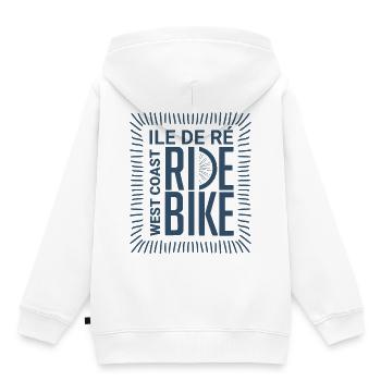 Vélo Côte Ouest Île de Ré - Sweat Premium à capuche enfant bio - blanc - Dos - AI Model Kid Female (0cm)