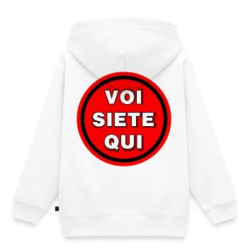 You are here - Kids Premium Organic Hoodie - white - Back - AI Model Kid Female (0cm)