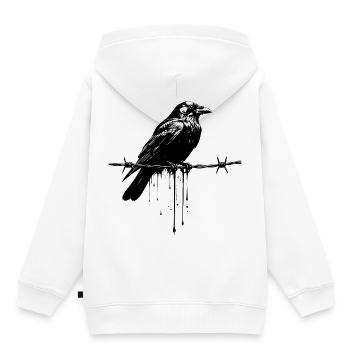 Raven sur l’encre de fil barbelé - Sweat Premium à capuche enfant bio - blanc - Dos - AI Model Kid Female (0cm)
