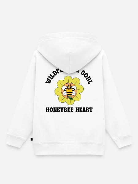 Wildflower Soul – Honeybee Heart Spruch - Kinder Premium Organic Hoodie - Weiß