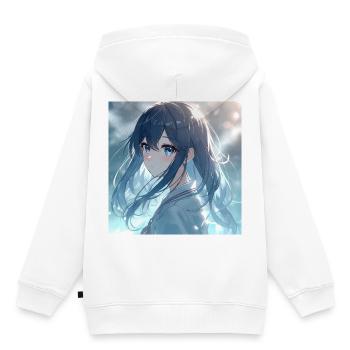 Blaues Nachtlicht Anime-Porträt - Kinder Premium Organic Hoodie - Weiß - Hinten - AI Model Kid Female (0cm)