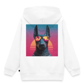 Anubis Synthwave - Gott auf Urlaub - Kinder Premium Organic Hoodie - Weiß - Hinten - AI Model Kid Female (0cm)