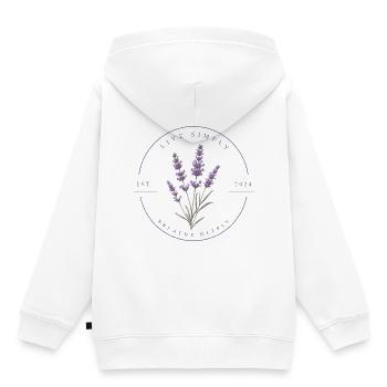 Lavande - Sweat Premium à capuche enfant bio - blanc - Dos - AI Model Kid Female (0cm)