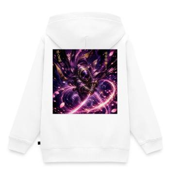 Kosmischer Samurai im Sternenwirbel - Kinder Premium Organic Hoodie - Weiß - Hinten - AI Model Kid Female (0cm)