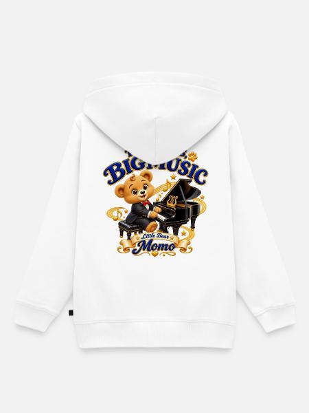 Kleine Pfoten, große Musik – Kleiner Bär Momo - Kinder Premium Organic Hoodie - Weiß