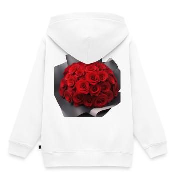Scharlachroter Rosenstrauß - Kinder Premium Organic Hoodie - Weiß - Hinten - AI Model Kid Female (0cm)