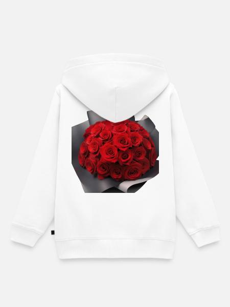 Scharlachroter Rosenstrauß - Kinder Premium Organic Hoodie - Weiß