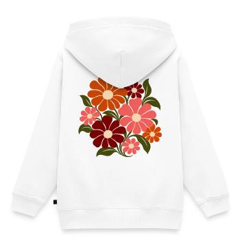 Retro Blumen – Flower Power in Orange und Rosa - Kinder Premium Organic Hoodie - Weiß - Hinten - AI Model Kid Female (0cm)