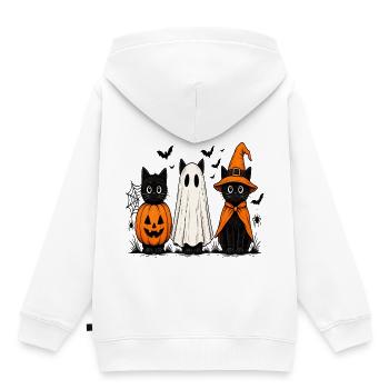 Drei Schrecklich Süße Katzen Halloween - Kinder Premium Organic Hoodie - Weiß - Hinten - AI Model Kid Female (0cm)